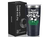 Onebttl Soccer Gifts for Coach, Soccer Travel Mugs Cups for Football Lovers Men, 20oz Tumbler for Men, Black (I'm Not Yelling, This Is My Coach Voice)