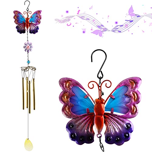 Carillón de Viento de Mariposa, carillón móvil para Interiores y Exteriores para decoración de Fiestas en el jardín, decoración de Mariposas para Porche de Patio, Regalo de Mariposas Cover