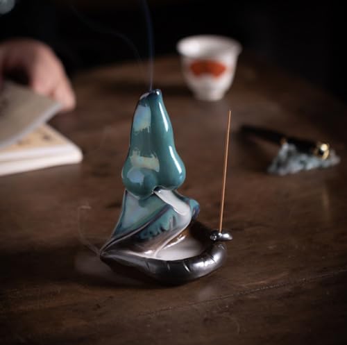 Brûleur d'encens bleu en céramique pour chasser le stress