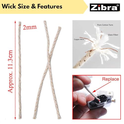 Image of Zibra Universal Lighter Flint Stone Black 50 with Free 02 Wicks I Genuine Lighter Flint Pellet I Strong Spark Fire Starter Replacement Flint I Compatible with Zippo, Clipper & Other Wheel Lighters