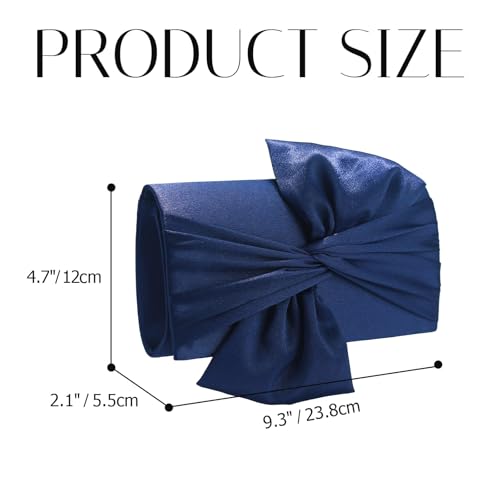 Image of Satin Evening Bag Bow Flap Clutch Purse for Women,Elegant Clutch Handbag for Formal /Party /Prom /Wedding