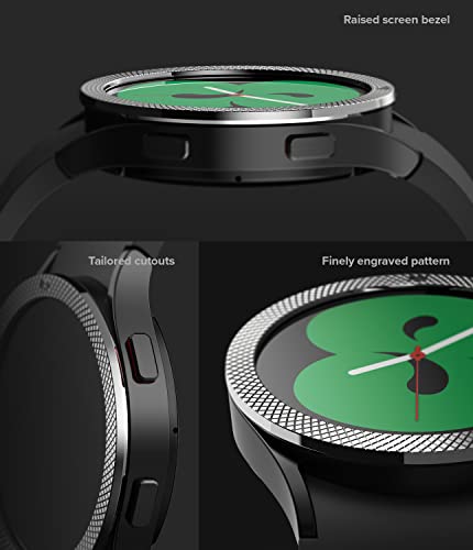 Image of Ringke Bezel Styling Compatible with Samsung Galaxy Watch 4 40mm / Galaxy Watch FE Accessory Adhesive Frame Ring Cover Anti Scratch [Stainless Steel] Protection - Silver [40-40]