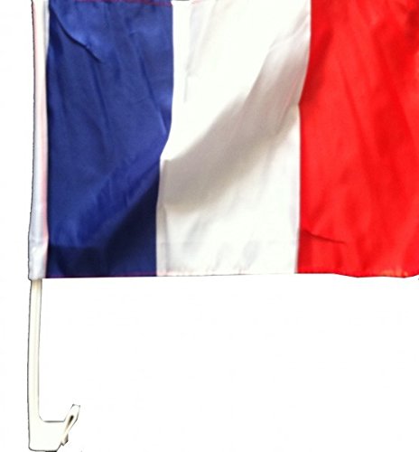 Drapeau voiture France avec support solide pour pavoiser sans abîmer votre vitre x10