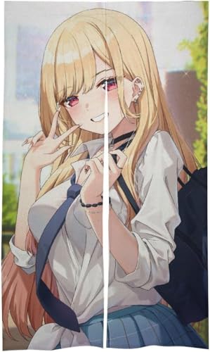 のれん 白麻布 間仕切り 可愛い アニメ柄 その着せ替え人形は恋をする 着せ恋 喜多川海夢 麻風 暖簾 ロング 【背景布 雰囲気転】 玄関カーテン 部屋模様替え 壁飾り 目隠し 遮熱 遮光 リビング 室内 オシャレ 寮やアパートの飾り 86x143cm(の