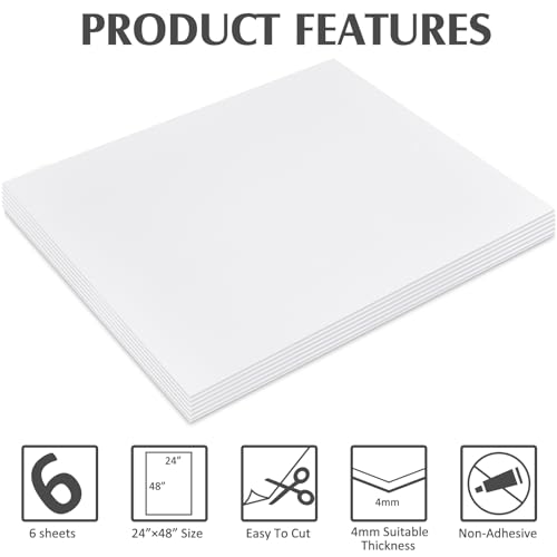 Image of Patelai 6 Pcs 24 x 48 Inches Corrugated Plastic Sheet Corrugated Poster Board 4mm Thick Waterproof Blank Board Sheets Plastic Yard Sign for Garage and Estate Sale, Indoor and Outdoor Use(White)