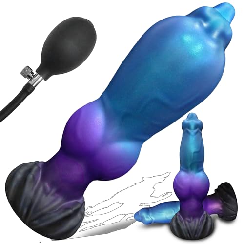 Anal Dog Dildo Aufblasbarer Knot Analdildo mit Saugnapf Diloschwanz für Männer Fantasy Inflatable Dildo Groß Analplug für Frauen Realistische XXL Dildos Fetisch Analdehner BDSM Analspielzeug für Paare