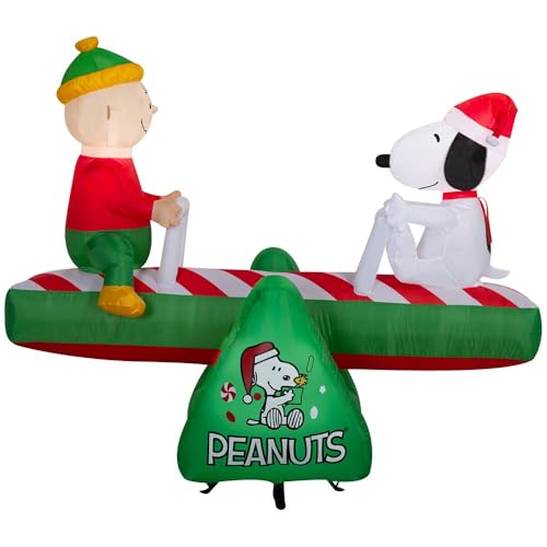 5.5' Gemmy Airblown Inflatable Animated Christmas Peanuts Teeter Totter Yard Decoration 885564