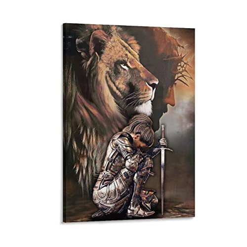 Lion Woman Warrior, Woman Warrior Of God, Lion Of Judah, Religious Home Wall Art Deco Posters Wall Art Paintings Canvas Wall Decor Home Decor Living Room Decor Aesthetic 24X36Inch(60X90Cm) Frame-Sty #TOP14