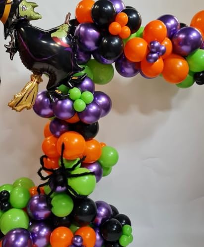 Image of Halloween Balloons,55Pcs 12Inch Orange Black Purple Green Confetti Balloons Kit, Orange and Black Balloon for Birthday Graduation Halloween Party Decorations