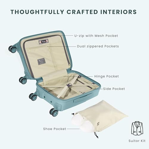 Image of CARLTON Yorkshire Hl | Cabin Trolley Bag, 56 Cm Small Hardsided Luggage | 8 Wheels, TSA Lock | Polyester | Premium Suitcase for Travel | 5 Year International Warranty | Light Green