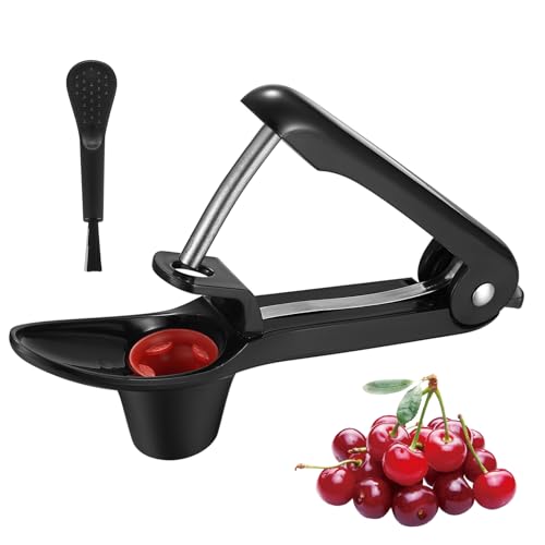 Deshuesador Cerezas, Deshuesador de Cerezas, Deshuesador de Aceitunas de Acero Inox, Herramienta para Deshuesar Cerezas, Cerezo Removedor, Herramienta para Hoyos de Cereza, con Cepillo de Limpieza
