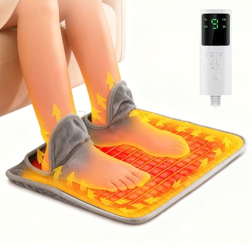 EXTFANS Electric Foot Warmers - 9 Temperature Levels & 4 Timers Washable Foot Warmer for Women PTC Fast Heating Feet Warmer Pad with LCD Display Heating Pad for Back Neck Shoulder Belly