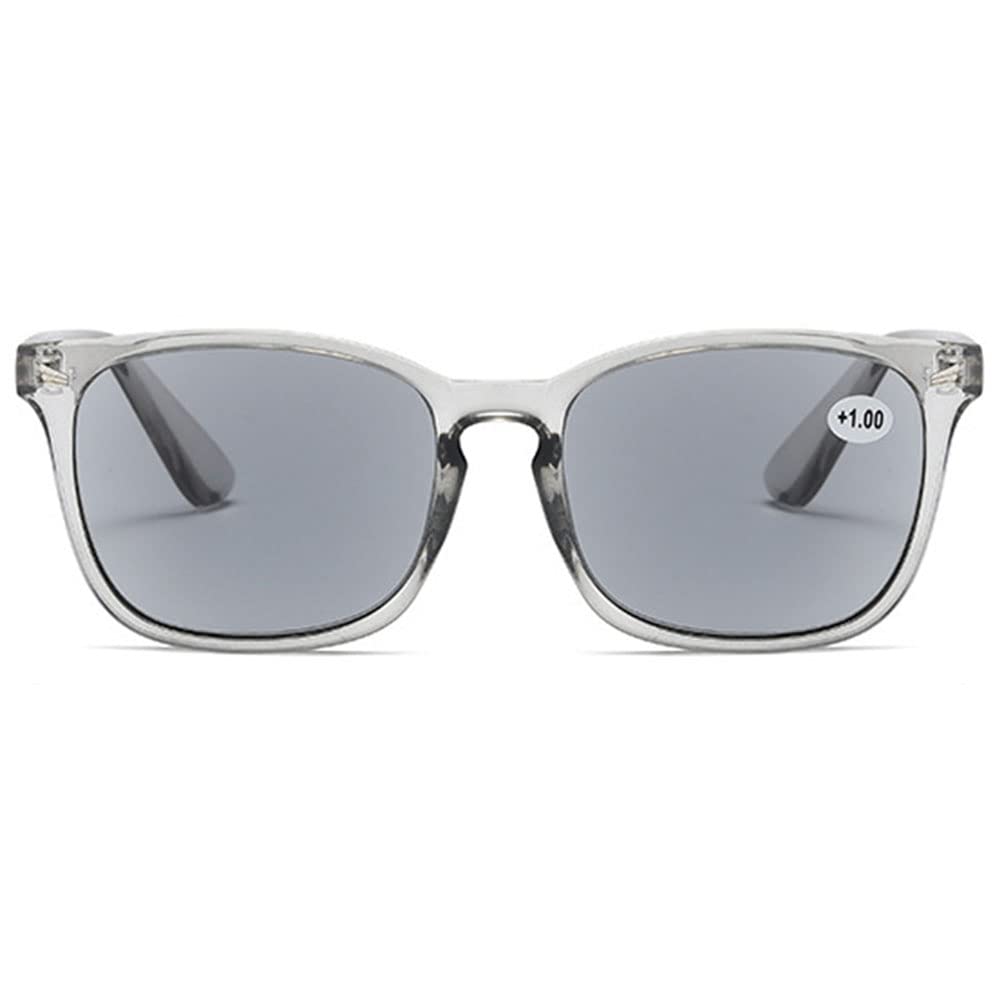 MAGIMODAC Womens Mens Reading Glasses Sunglasses Readers UV400 Protection Transparent Grey 3.5+, 41mm x 52mm (Lens)