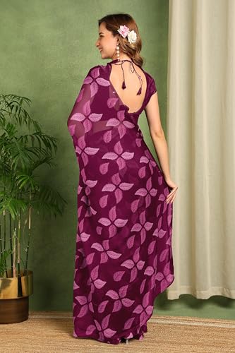 Image of MIRCHI FASHION Saree for Woman Chiffon Floral Printed | Lightweight Comfortable Daily Wear Women's Sari with Unstitched Blouse Piece (Available in 15 Colors)