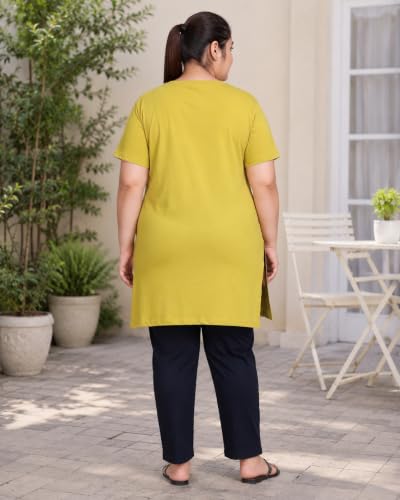 Image of In Love Women's Plus Size Printed Cotton Long-Line T-Shirt with Pocket | Cotton fabric - soft longline T-shirt with easy plus-size fit