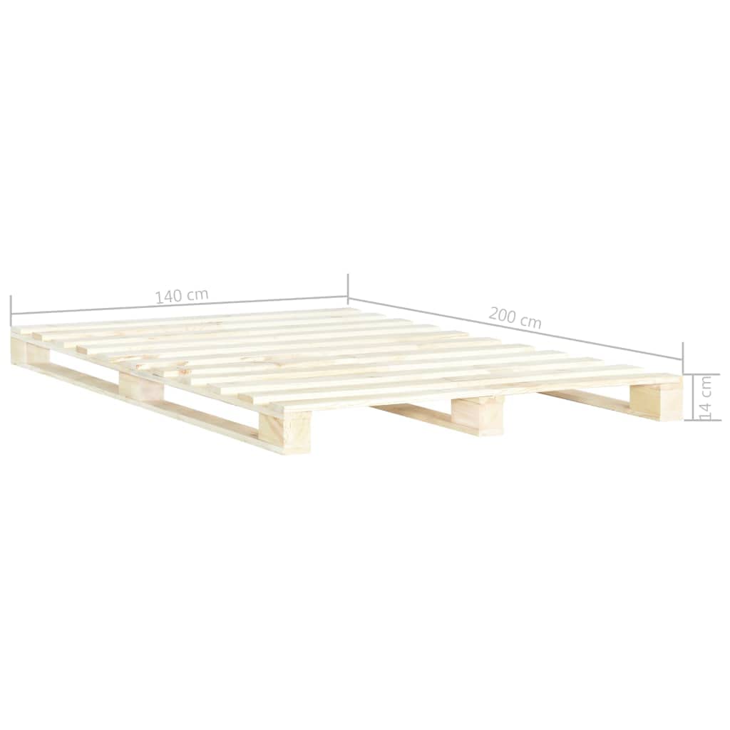 Genérico Estructura Cama palets sin colchón Madera Maciza Pino 140x200cm,Camas y Accesorios,Camas y somieres-285237