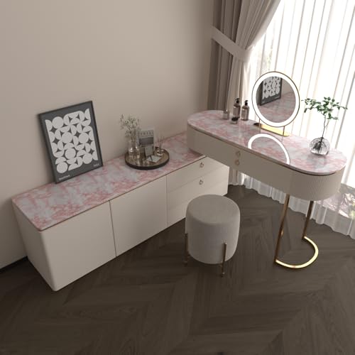 Image of BAYYA Extra Wide Marble Contact Paper Granite Peel and Stick Wallpaper Pink Glossy 48x197 inch Countertop Contact Paper for Kitchen Bathroom Self-Adhesive Waterproof Decorative Film Marble Vinyl Wrap