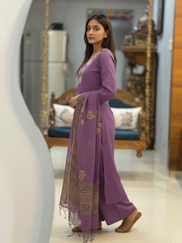 Image of ANNI Designer Women's Rayon Viscose Straight fit Printed Embroidered Kurta with Pant & Dupatta | Ethnic Kurta Set for Women | Daily, Office & Festive Traditional