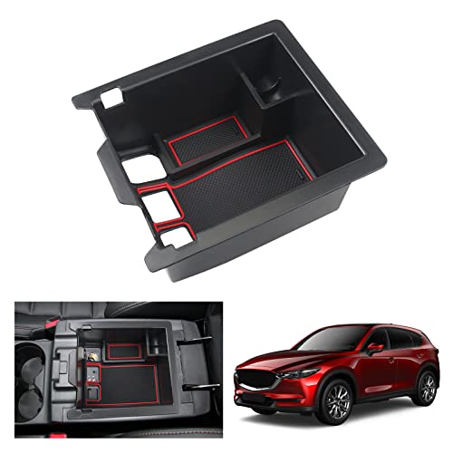 GAFAT Compatible con Mazda CX-5 CX5 KF 2017-2023 Caja de Almacenamiento para Consola Central, CX 5 Apoyabrazos Organizador Bandeja Guantera, CX-5 2023 Accesorios (Rojo)