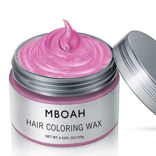 Temporäre Haarfarbe Wachs, Styling Haartone für Männer Frauen, Natürliche Frisur Pomade, Haarfärbemittel Wachs für Party, Cosplay & Halloween 120g (Rosa, 120g)