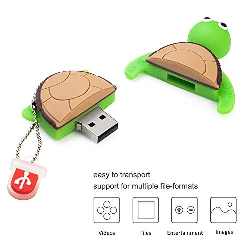 Image of BorlterClamp 64GB USB Flash Drive Cute Cartoon Sea Turtle Model Memory Stick, Gift for Students and Children