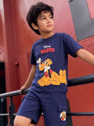 Image of Nap Chief Kids Cotton Official Disney Characters Print Co-Ord Set for Boys & Girls | Half Sleeve T-Shirt & Shorts Set | Soft Casual Summer Wear
