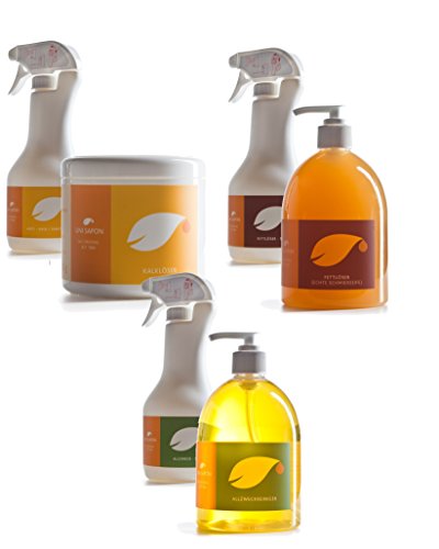 BIO Reinigungs - Starterset von Uni Sapon - Konzentrate - 3 Produkte mit Zubehör zum Setpreis - umweltschonend - chemiefrei - zertifiziert
