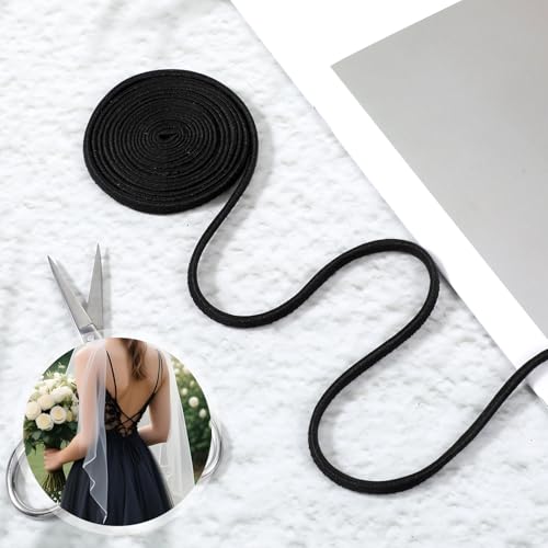 2PCS Black Corset Strings Women's Tie Back Adjustable Satin Gown Lace Up Corset Dress Straps Sash Cord Replacement Zipper or Buttons for Wedding Bridal, 78.7 Inches4