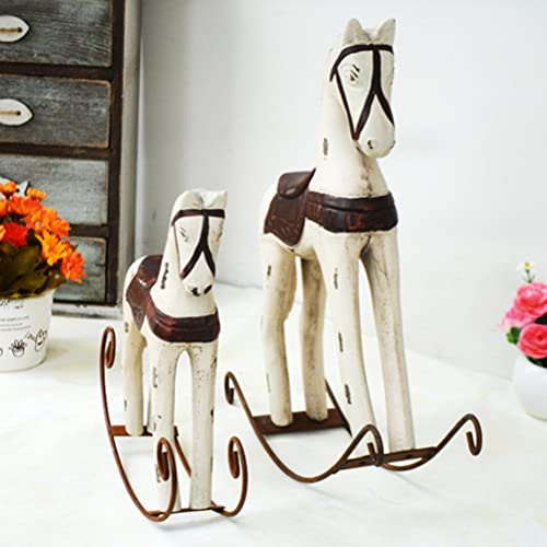 Décoration bureau cheval en bois blanc : ornement de maison rétro innovant - 3