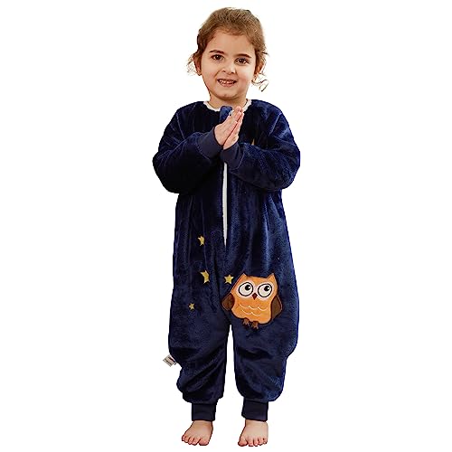 Image of MICHLEY Baby Sleeping Bag Sack with Legs Long Sleeve Wearable Pajamas | wearable blanket toddler baby, 9 Months-6T, Animal Designs, Flannel, Machine Wash