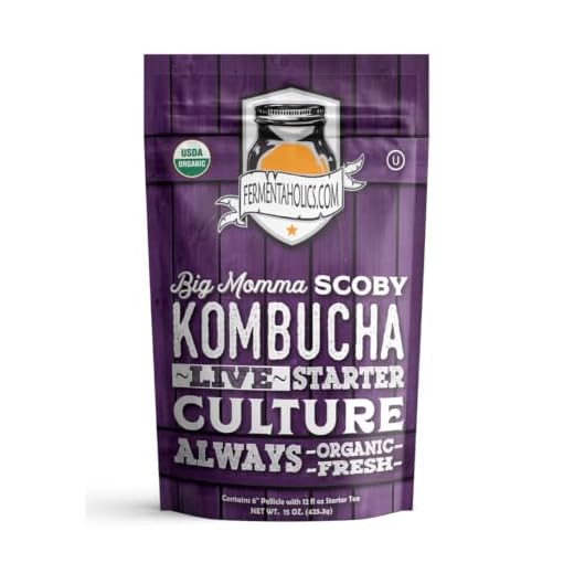 Fermentaholics BIG MOMMA Kombucha SCOBY – 12 fl o z – 6" Pellicle + 12 oz Starter Tea – Organic Kombucha Culture – Makes 1 Gallon