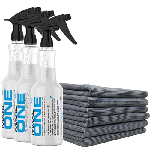Image of MAXLONE Car Spray with Triphene Technology, Quick Spray & Wipe All Purpose Waterless Detailer Clean, Shine, Protect Paint, Glass, Wheels, Trim Without Pre-Washing (3, 20oz w 6 Micro Fiber Cloth)
