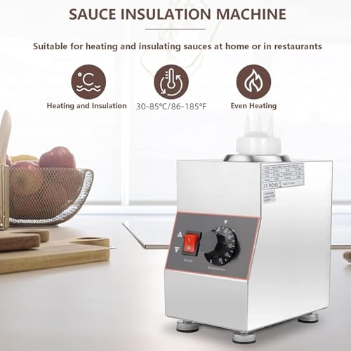 Calentador eléctrico de salsa de queso caliente, dispensador de queso, dispensador de queso, ajustable, con botella exprimible (2 rejillas)