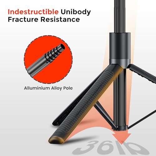 Image of WeCool Long Selfie Stick with Tripod Stand Extendable Upto 70 inch with 6section Telescopic Pole,360Rotating Handle & Reinforced Tripod Stand