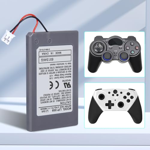 Image of Battery Replacement for PS3 Controller, 1800mAh LIP1359 Li-ion Battery with Cable, Compatible with PlayStation 3 DualShock 3 Wireless Controllers (CECHZC2E, CECHZC2U)