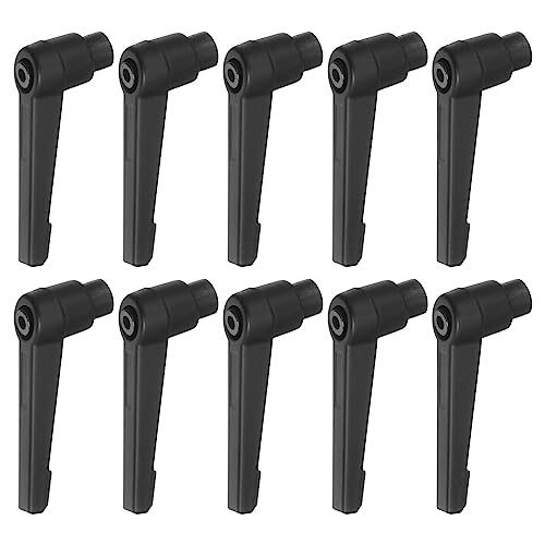Image of HARFINGTON 10pcs Adjustable Clamping Lever Handles M6 Female Thread Knobs Rotating Screw Locking Quick Release Ratchet Push Button Handle, Black