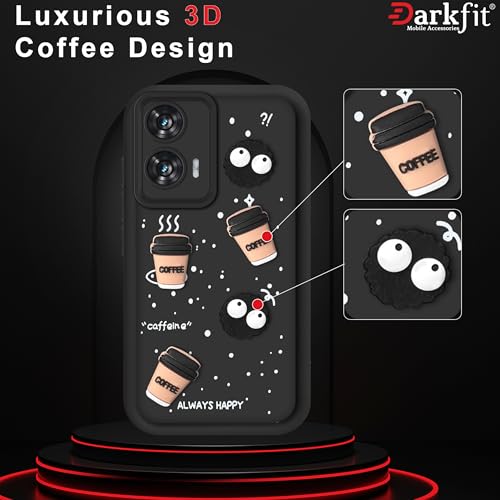 Image of Back Case Cover Compatible with Motorola Edge 50 Fusion | Cute Fun Cartoon Ball 3D Coffee Silicone Case | Body Protection | Camera Protection | Shock Proof | Color Black | Pack of 1