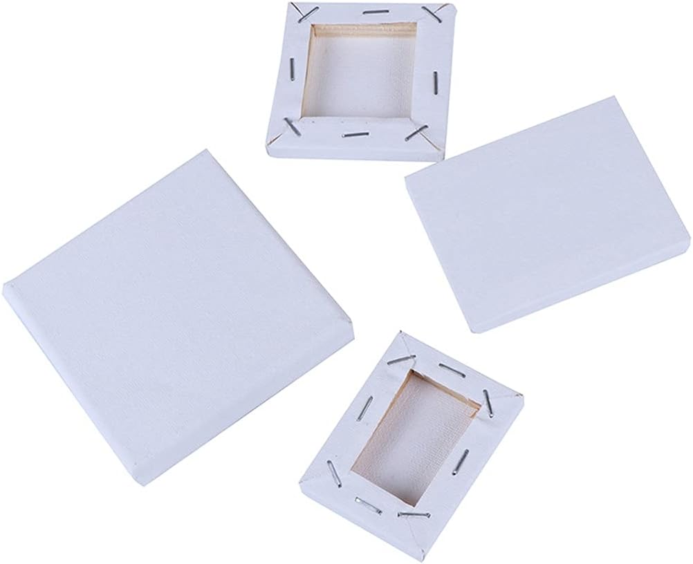 5Pcs Mini Blank Art Boards Stretched Artist Canvas Art Board Acrylic Oil Paint Wood Art Board,Cotton Artwork Painting White