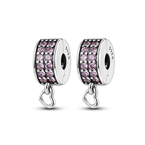 Parmuz Clip Spacer Charm For Bracelet 925 Sterling Silver Pave Cubic Zirconia Clip Lock Spacer Stopper Charm Bead Star Moon Evil Eye Charms Jewelry Gift For Woman #TOP16