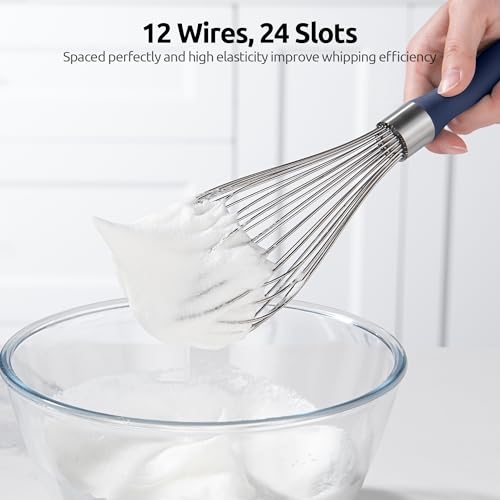 Image of U-Taste Wire Whisk for Cooking, 18 /10 Stainless Steel Wisk, L /Midnight Blue