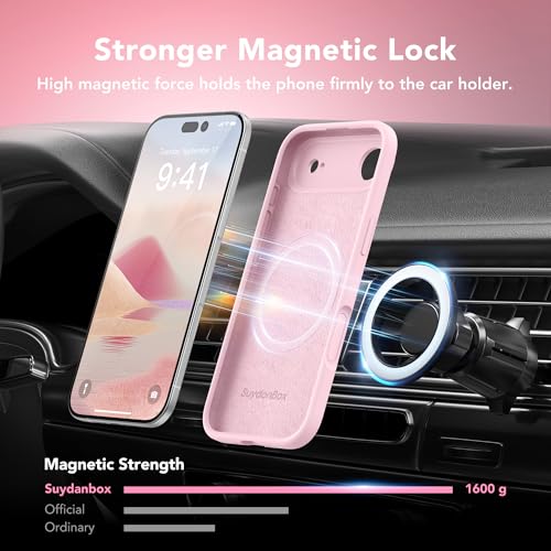 Image of Magnetic for iPhone Air Case, Compatible with MagSafe, [Full Camera Protection][Screen Protector] Silicone Shockproof Protective Phone Case for iPhone 17 Air 6.5 inch, Chalk Pink