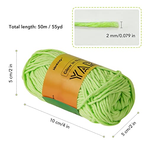 Verkinly 4 Rolls Glow In The Dark Yarn For Crocheting, 55 Yards Sewing Supplies For Party Supplies, Knitting & Sewing Beginners, 2 Locking Knitting Markers 2 Crochet Hooks For Diy Arts(Green) #TOP4