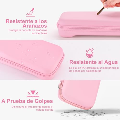 Younik Funda Switch 2 para NS Switch 2 (2025), Kit de 15 en 1 Accesorios Incluye Funda de Transporte con 19 Ranuras para Tarjetas de Juego, Carcasa Protectora para Consola y J-Con (Rosa) - imagen 5