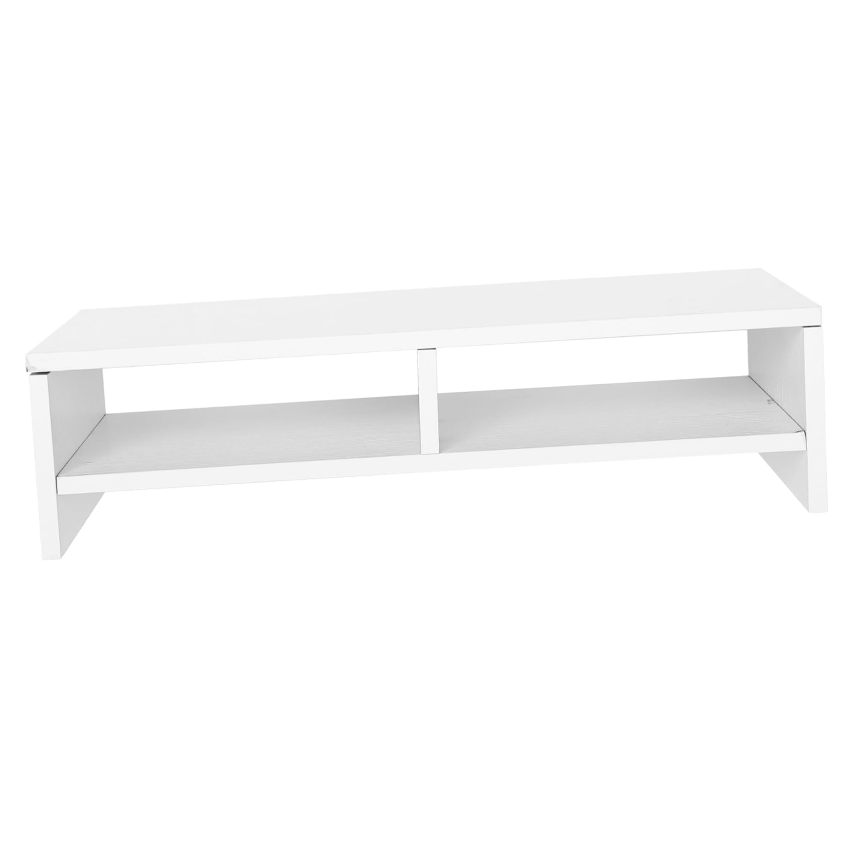 Supporto per Monitor da Scrivania in Legno Bianco Design a Doppio Strato, Rialzo per Computer e Laptop, Organizza Lo Spazio Ufficio in Modo Efficiente e Ordinato