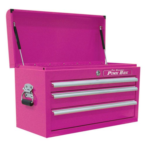 The Original Pink Box PB2603C 26-Inch 3-Drawer 18G Steel Top Chest, Pink