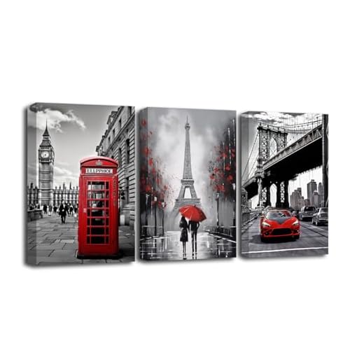 Elegant Black and Red Wall Art Canvas