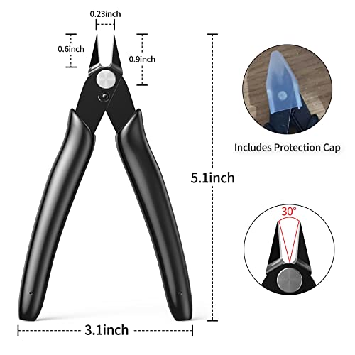 Image of 10 Pack Small Wire Cutters for Jewelry Making 5 Inch Model Nippers Filament 3d Print Snips Zip Tie Flush Cutter for Soft Copper Wire, Crafts, Floral, Electronics, Black