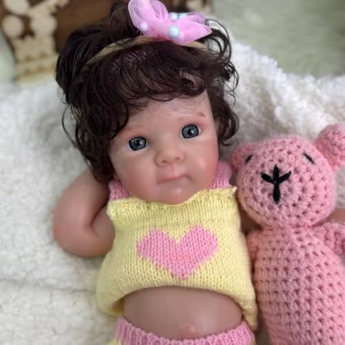 Lifelike 12inch / 30cm Silikon Reborn Baby Puppe Mädchen, realistische handgefertigte Mini Neugeborenes mit verwurzeltem Haar und geöffneten Augen für die Älteren und Kinder – Bild 5