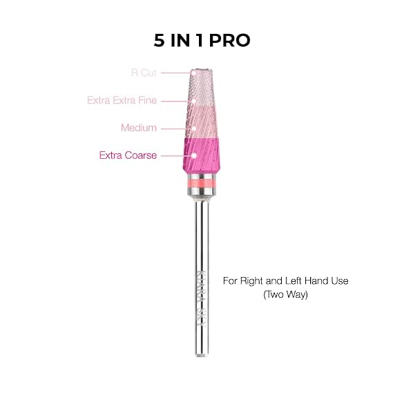 Kiara Sky Professional Nails Universal 5-In-1 PRO Series Drill Bits (PRO 5-in-1 XC-M-XXF BLACK)