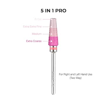Kiara Sky Professional Nails Universal 5-In-1 PRO Series Drill Bits (PRO 5-in-1 XC-M-XXF BLACK)